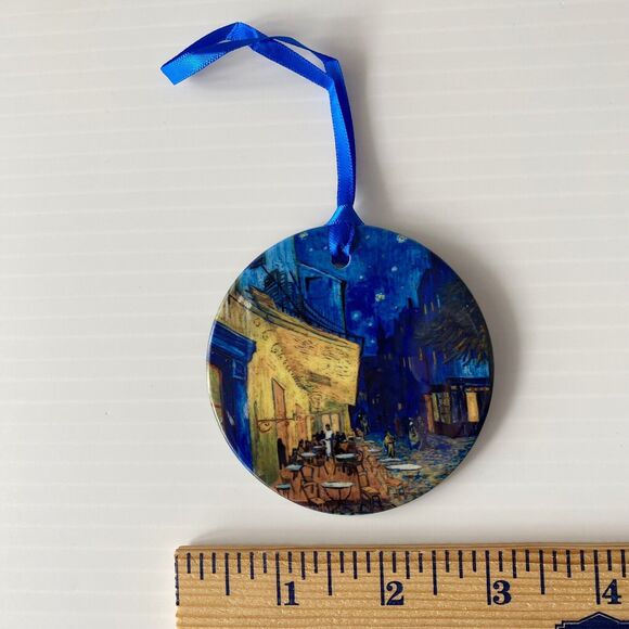 Van Gogh Cafe Terrace Keepsake Ornament RainCaper Double Sided 3" Porcelain NEW - Picture 6 of 6